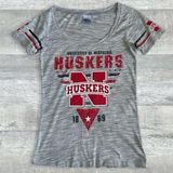 Creative Apparel Nebraska Huskers Scoop Neck T Shirt Womens Small Heathered Grey College Tee NCAA Photo 0