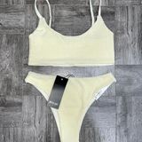 Nasty Gal NEW  Cream Smocked Bikini Size 4 Photo 0
