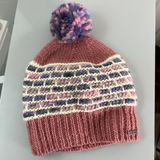 prAna Francesca Woven Wool Knit Pink Pom Pom Beanie Hat Photo 0