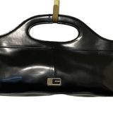 Guess Vintage Patent Leather Baguette Handbag Clutch Purse Black Photo 0