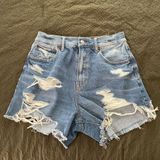 American Eagle Distressed Blue Denim Shorts Photo 0