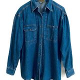 Ruff Hewn Heavyweight Denim Long Sleeve Button Down Shirt Photo 0