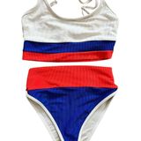 Beach Riot  Swimsuit Bikini Beach Swim Surf S M Blocked Rib Red Blue White Photo 0