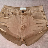 One Teaspoon Bandits Low Waist Denim Shorts Super Brown Size 25 Photo 0