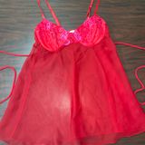 Vintage Sears Babydoll Lingerie by Inner Most with Lace Size Medium Red Photo 0
