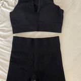 Amazon Black Ribbed Workout Set Photo 0