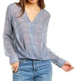 Bailey 44 Blue Fern Abstract V-neck Wrap Blouse Size Large Photo 0