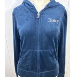 Juicy Couture Navy Blue Y2K Velour Long Sleeve Zip Up Tracksuit Hoodie Size M Photo 0