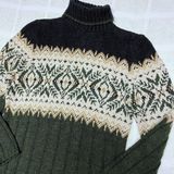 Kathy Ireland VINTAGE  winter green fair isle skii turtleneck sweater Photo 0