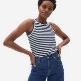Everlane The Tank in Essential Cotton Blue White Stripe X-Small NWOT Photo 0