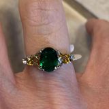 New CZ Green Emerald Silver Ring Size 6 Photo 0