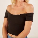Reformation  Willet Off The Shoulder Top In Black Photo 0
