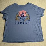 Hurley Blue Graphic Tee with Pink and Yellow Accents Photo 0