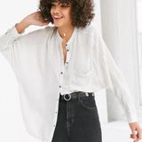 Urban Outfitters  Gridlock Band Collar Button-Down Shirt Photo 0