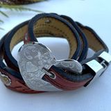 Women’s Belt Brown Leather Braided Heart Buckle Photo 0