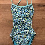 Tyr. Geometric Teal One Piece Suit Photo 0