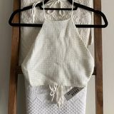 Urban Outfitters NWT Ivory Crochet Knit Halter Tie Top Photo 0