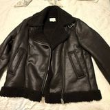 H&M  Leather Fur Jacket Coat Winter Black Fur  Photo 0