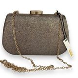 Kate Landry Metallic Glittering Gold Bronze Clutch w/ Chain Shoulder Strap Photo 0
