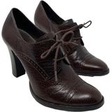Banana Republic Vintage Women’s Size 6.5 Brown Leather Oxford Ankle Stack Heel Photo 0