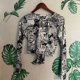No Comment Newspaper Print Long Sleeve Top Photo 0