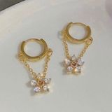 18K Gold Plated Crystal Flower Dangle Drop Earrings for Women Photo 0