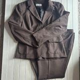 Calvin Klein Blazer & Pant Suit Chocolate Brown Size 12 Photo 0