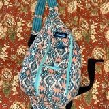 KAVU Canvas Rope Sling Bag, pink, blue white Photo 0