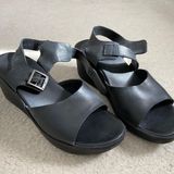 Kork-Ease Chunky Black Leather Wedges Photo 0
