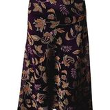 Worthington Plum Paisley Chiffon Bias Cut Midi Skirt Size 12 Photo 0