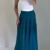 Athleta Playa Linen Wide Crop Pant in Borealis Green Size 0 Retail $89 Photo 0