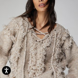 Nasty Gal  Oversized Lace Up Fringe Sweater Photo 0