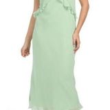 Christian LaCroix Bias Cut V-Neck Criss Cross Ruffle Yoke Maxi Dress Green M NWT Photo 0