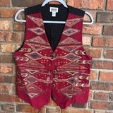 Chico's  womens embroidered southwestern boho hippie western artsy vest red 1 Photo 0