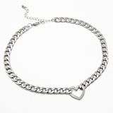 Heart Curb Chain Choker Silver Photo 0