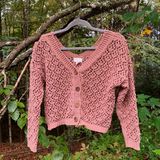 Nicole Miller Mauve Chunky Knit Button Up Cardigan Sweater Photo 0
