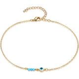18K Gold Plated Adjustable Evil Eye Dainty Charm Anklet for Women Photo 0