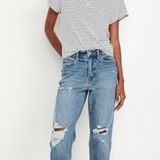 Old Navy High-Waisted OG Straight Ripped Ankle Jeans Photo 0