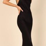 Petal and Pup Black Satin Midi Dress  Photo 0