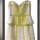 BCBGMAXAZRIA off white Kellyn French lace peplum cocktail dress size 6 Photo 0