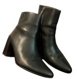 Madewell Mira side-seam smooth black leather ankle booties block heel round toe Photo 0