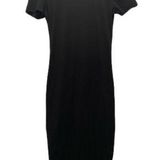 Lulus Black Stretch Cotton Dress Office Cocktail Midi Photo 0