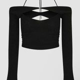 Cha Cha -  Black Cross My Heart Halter Top Photo 0
