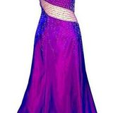 Alyce Paris Alyce Designs One Shoulder Beaded Illusion Formal Gown Prom Purple Size 6 Photo 0