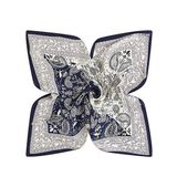 Large Silk Hair Scarf Navy Paisley Bandana Blue Photo 0