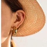 Anthropologie Gold Plated Lightweight Earrings Chunky Hoop Stainless Steel Womens Jewelry Photo 0