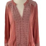 Derek Heart Pink Blush Bohemian Long Sleeve Top Women's Size Large | 48-62 Photo 0