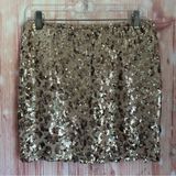 Lily White  Champagne Gold Iridescent Sequin Leopard Print Mini Skirt Photo 0