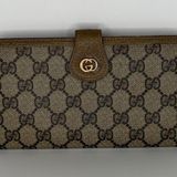 Gucci Vintage GG Logo Brown Wallet with Gold Emblem Photo 0