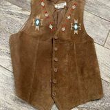 Cambridge  Dry Goods 100% Leather Vest Small Lined Western Aztec Southwestern Photo 0